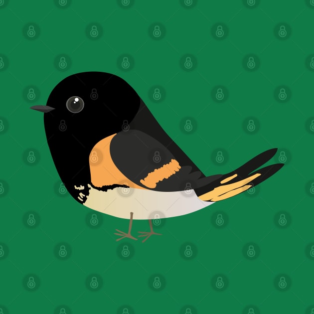 A vector illustration of a cute comic American redstart by Bwiselizzy