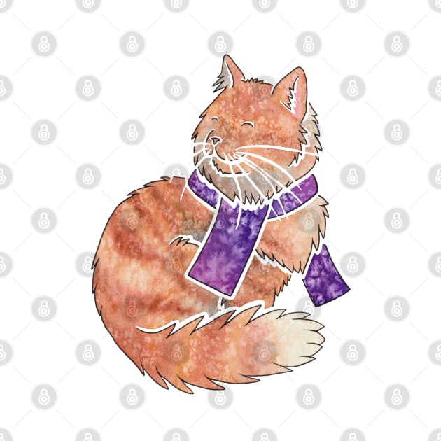 Watercolour Maine Coon cat by animalartbyjess