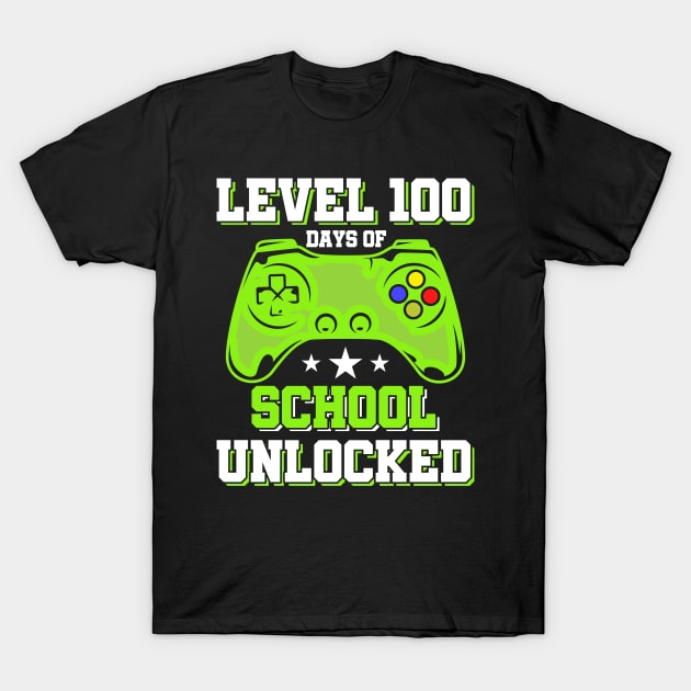 Level 100 Days Of School Unlocked Gamer Video Games Boys T-Shirt Level 100 Days Of School Unlocked Gamer Video Games Boys T-Shirt