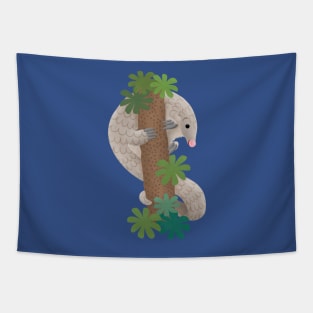 Cute happy pangolin anteater illustration Tapestry