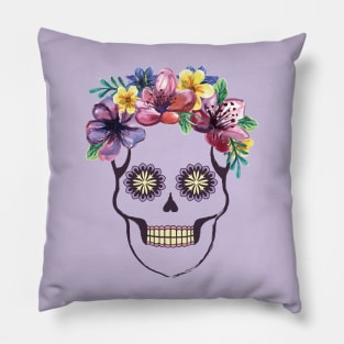 Santa Muerte with flowers Pillow