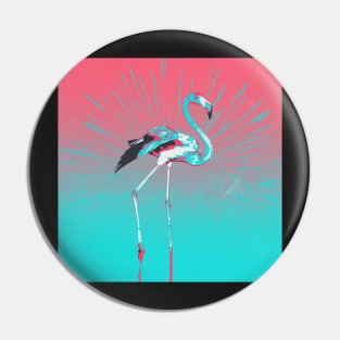 Retro Illustration Of Flamingo Pin