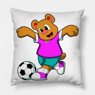 Bear at Sports with Soccer Pillow