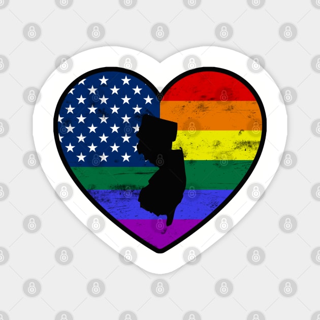 New Jersey United States Gay Pride Flag Heart Magnet by TextTees