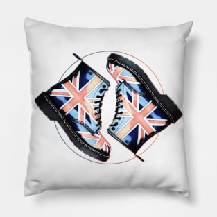 Union Jack Flag Dr Martens Boots on White Pillow