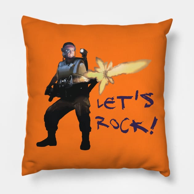 Aliens (1986) Vasquez: LET'S ROCK! (fire opacity: 90%) Pillow by SPACE ART & NATURE SHIRTS 