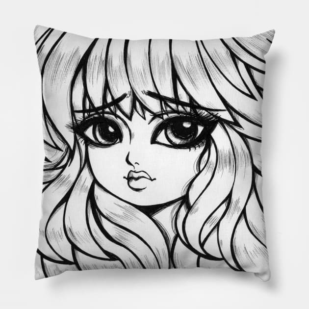 Big Eyes Girl Pillow by alien3287