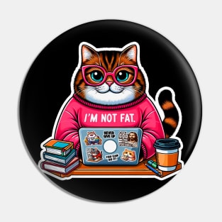 I'm Not Fat Chubby Tabby Cat Laptop Homework Hardworking Study Hard Pin