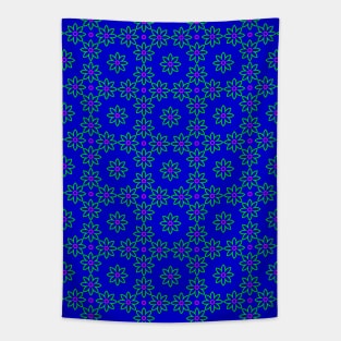 Green on blue flower pattern, version 16 Tapestry