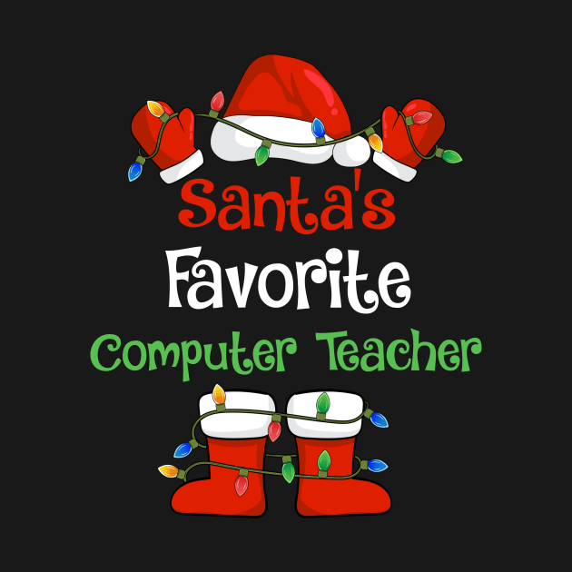 Santa's Favorite Computer Teacher Funny Christmas Pajamas by cloverbozic2259lda