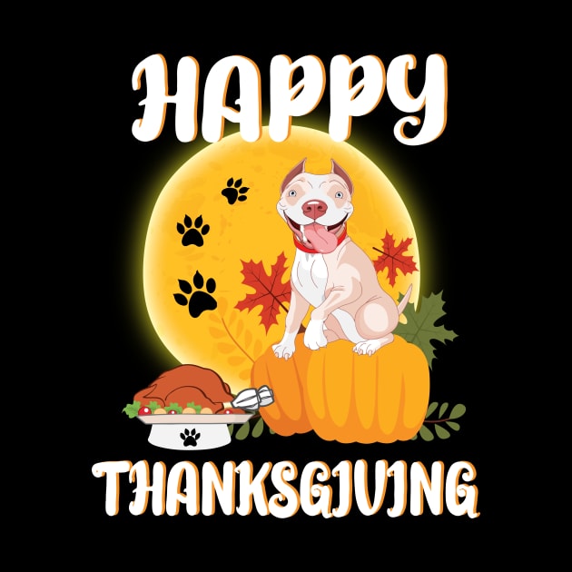 Pitbull Seeing Turkey Dish Happy Halloween Thanksgiving Merry Christmas Day by Cowan79