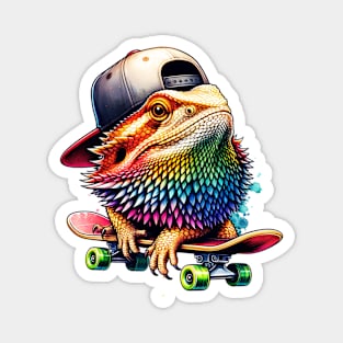 Bearded Dragon Skateboarder Magnet