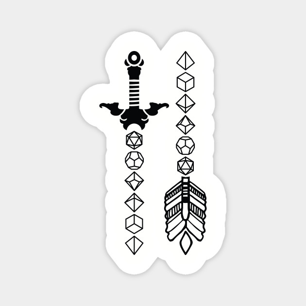 Polyhedral Dice Sword And Arrow Dnd Magnet Teepublic Au When most people think of dnd, they imagine people sitting around a table rolling dice and telling stories, and that's precisely what dnd is. polyhedral dice sword and arrow