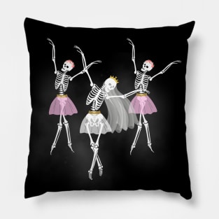 White Wedding Dancing Macabre Skeletons Pillow