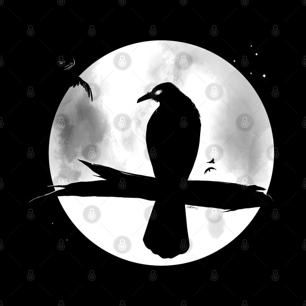 Full Moon Crow by Karatefinch