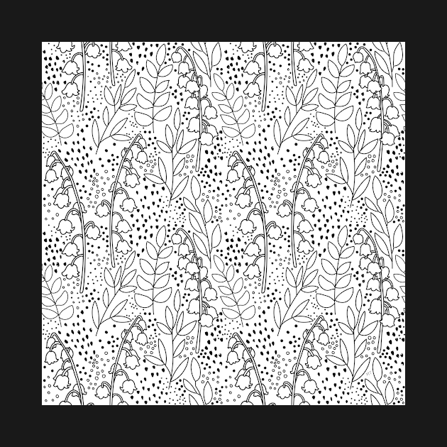 Lily of The Valley Pattern - Black and White by monitdesign