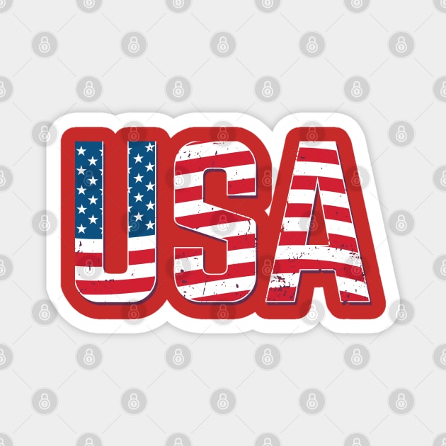 USA Flag retro Magnet by phatvo