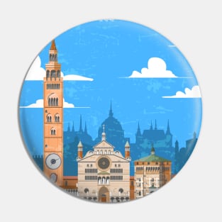 Cremona, Italy. Retro travel minimalist poster Pin