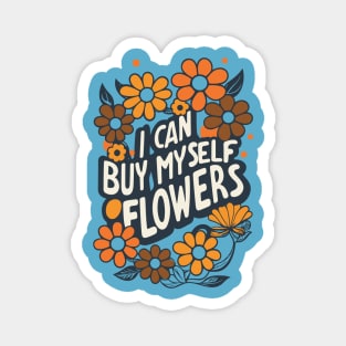 I can by myself flowers, vintage retro design Magnet