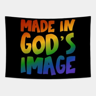 "Made in God's image" - Christians for Justice (rainbow) Tapestry