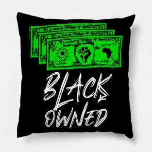 Black Owned White Lettering REbellion Bucks Money Pillow