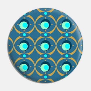 Beads and Scallops Repeat Gold on Electric Blue Pin