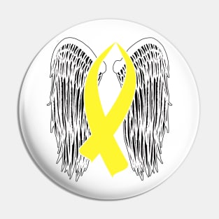 Winged Awareness Ribbon (Yellow) Pin