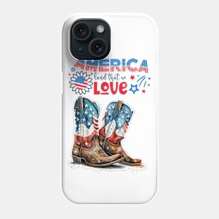 Country Western Patriotic Cowboy Boot Design Phone Case