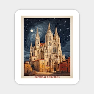 Burgos Cathedral Starry Night Spain Travel Tourism Retro Vintage Magnet