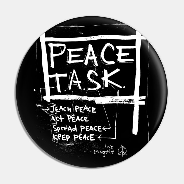 Peace Task Doodle White Pin by Mijumi Doodles