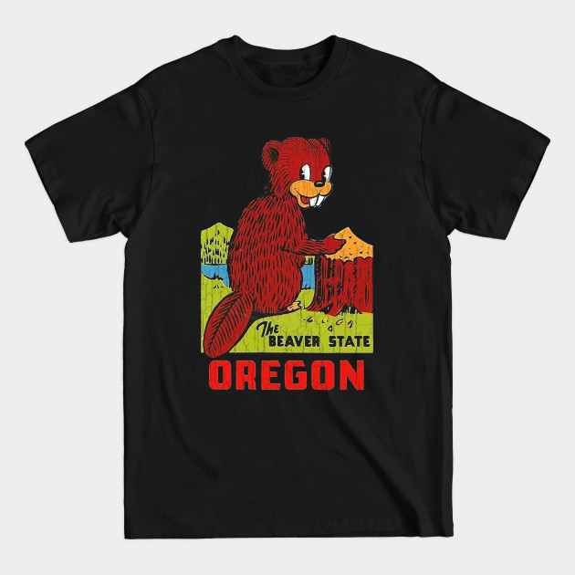 Discover Oregon Beaver State Distressed Vintage - Oregon - T-Shirt