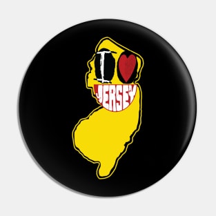 I Love New Jersey Smiling Happy Face Pin