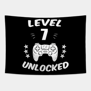 Level 7 Unlocked  Video Gamer 7th Birthday Tapestry