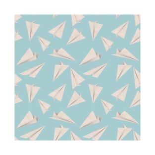 Paper Planes Pattern Light Blue T-Shirt