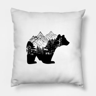 Bear with mountains and forest Pillow