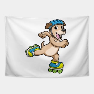 Dog as Inline Skater with Inline Skates and Helmet Tapestry