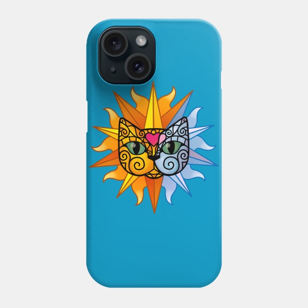 Sun and Moon Cat Phone Case by Beth Wilson