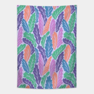 Tropical colorful leaves botanical pattern in pastel tones Tapestry