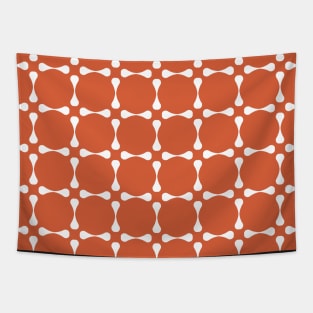 Retro Orange and White Circles Pattern Tapestry