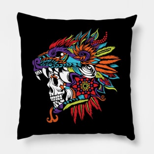 Mexican Aztec Warrior Skull Pillow