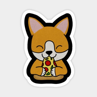 Cute shiba inu Dog Eating Pizza Magnet