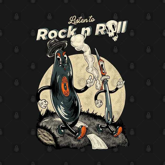 Vinyl Record & Needle - Listen to Rock n Roll (gray) by anycolordesigns