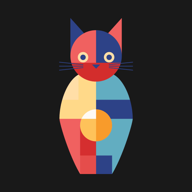 Mid Century Geo Cat by n23tees