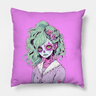 Pastel Goth Cute Zombie Girl Pillow