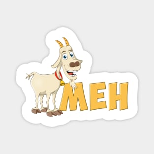 Illustration of a cheerful goat and the word MEH Magnet