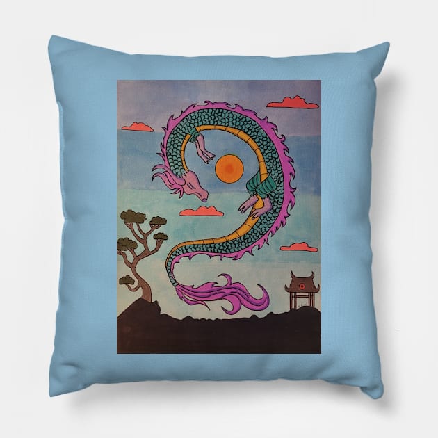 Wind Dragon Pillow by Loose Tangent Arts