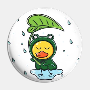 Duck in Frog Poncho Pin