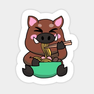 Anime Kawaii Ramen Eating Wild Boar Japanese Noodles Magnet