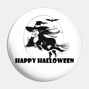 halloween witch flying on broom Pin