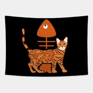 Bengal Cat and Fish Bone Tapestry